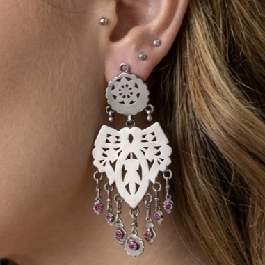 Traditional Maharashtrian Mayuri Silver Earrings 